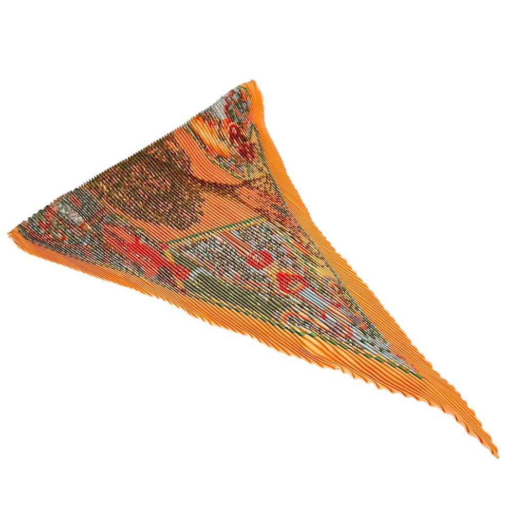 Hermes Pleated Scarf Axis Mundi Silk Orange — view 3