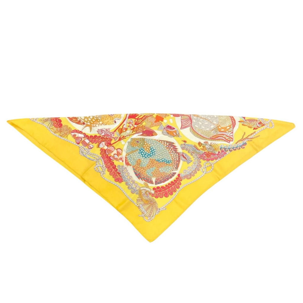 Hermes Carre 90 Grands Fonds Silk Yellow Red Scarf — view 4