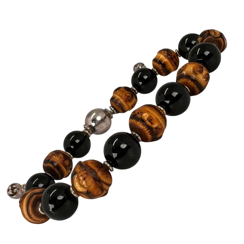 Gucci Bamboo Onyx Brown Black Bracelet Silver