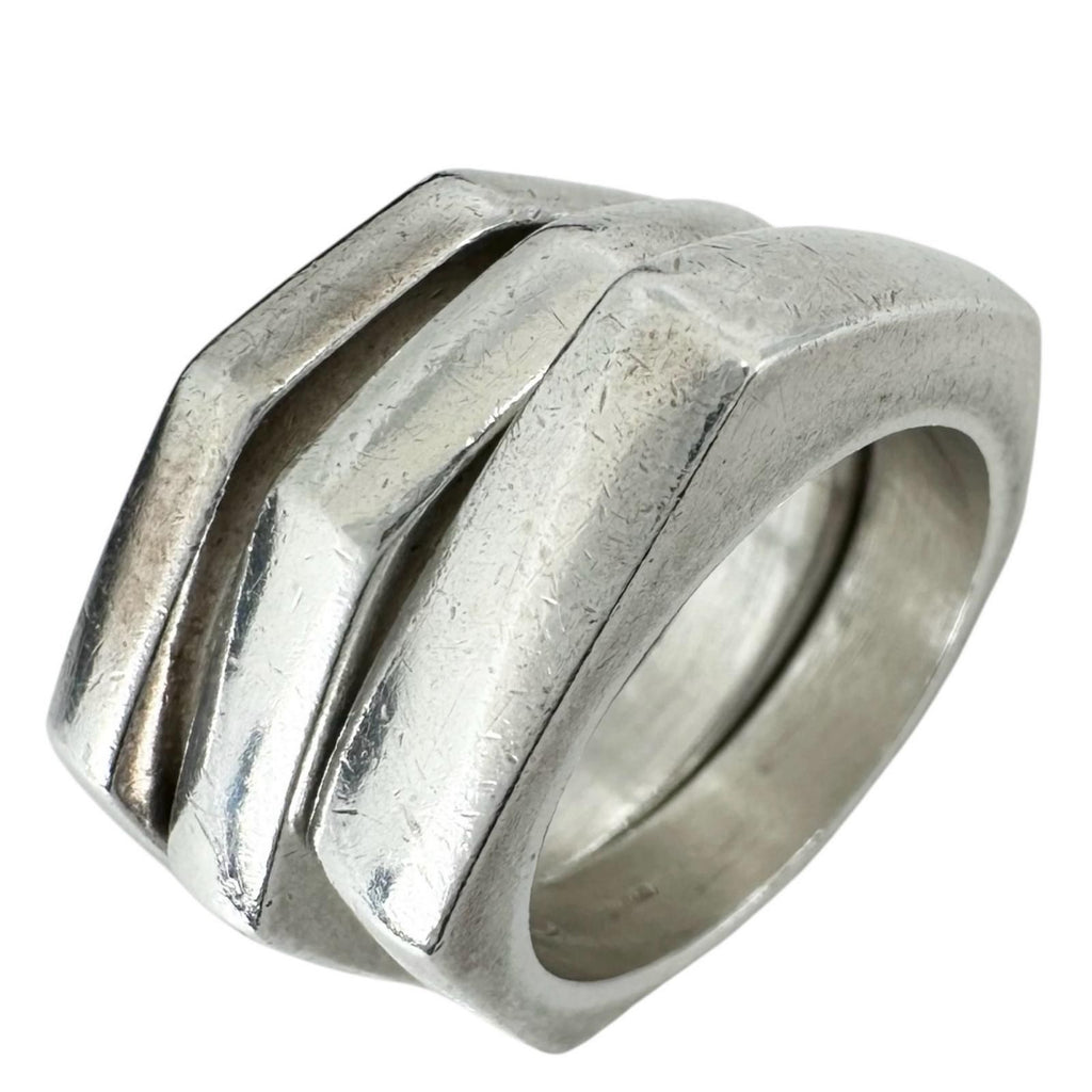 Gucci Hexagon Triple Silver Ring