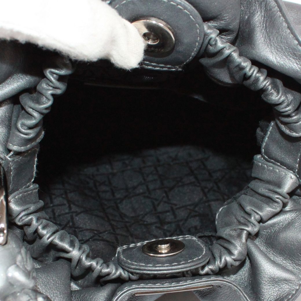 Dior Malice Pearl Leather Gray Handbag Silver — view 8