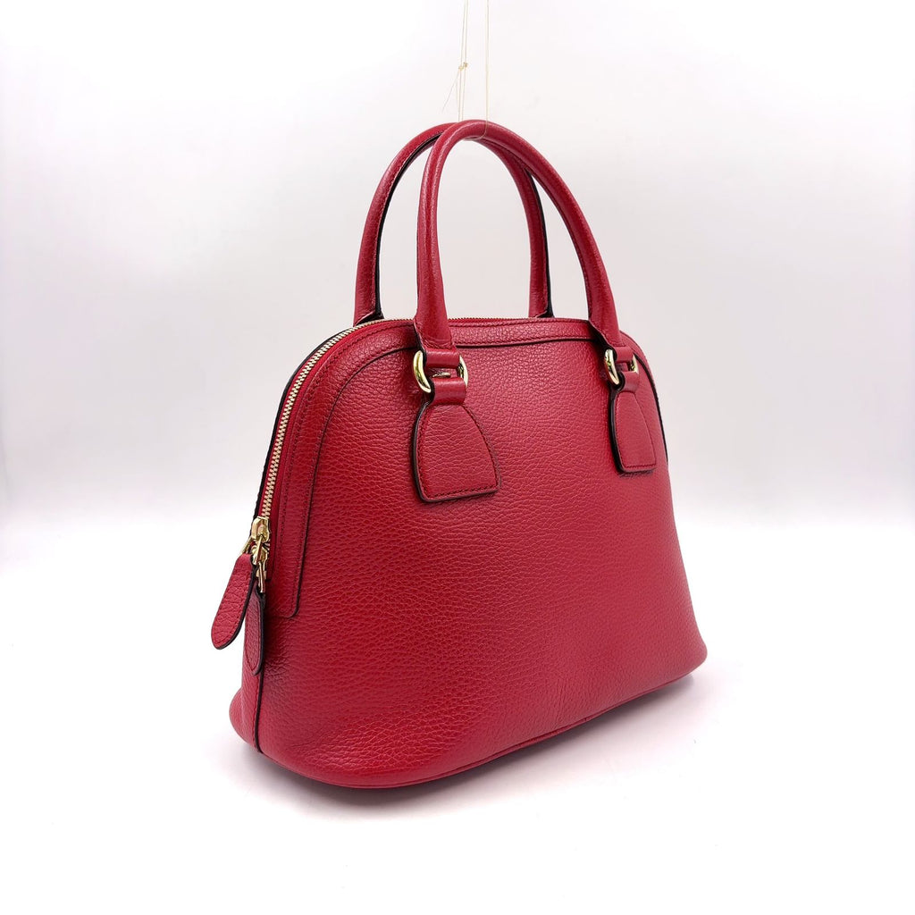 Gucci Interlocking G 2-Way Shoulder Leather Red Handbag Gold — view 2