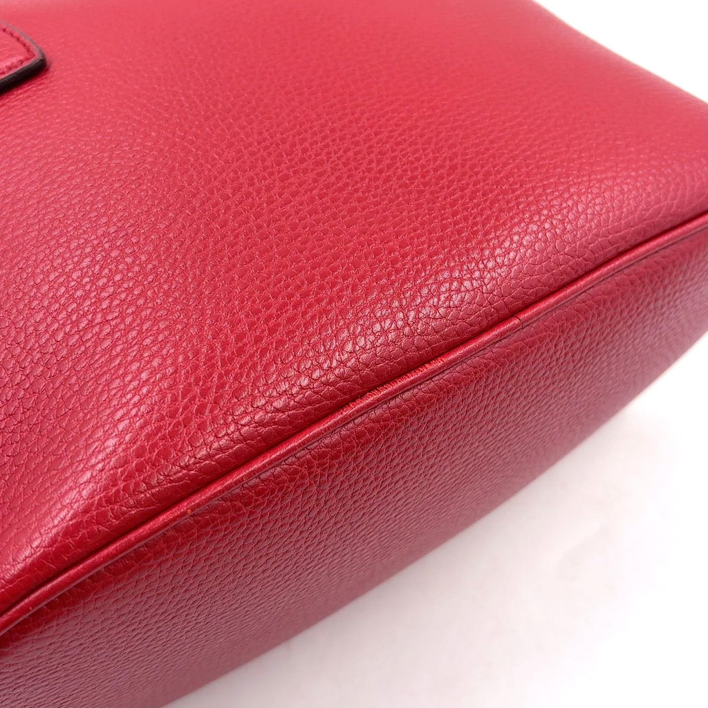 Gucci Interlocking G 2-Way Shoulder Leather Red Handbag Gold — view 8