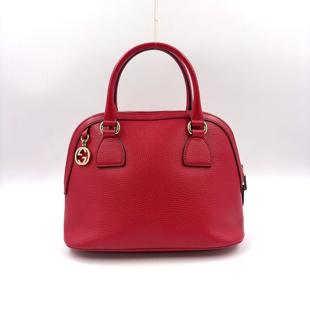 Gucci Interlocking G 2-Way Shoulder Leather Red Handbag Gold