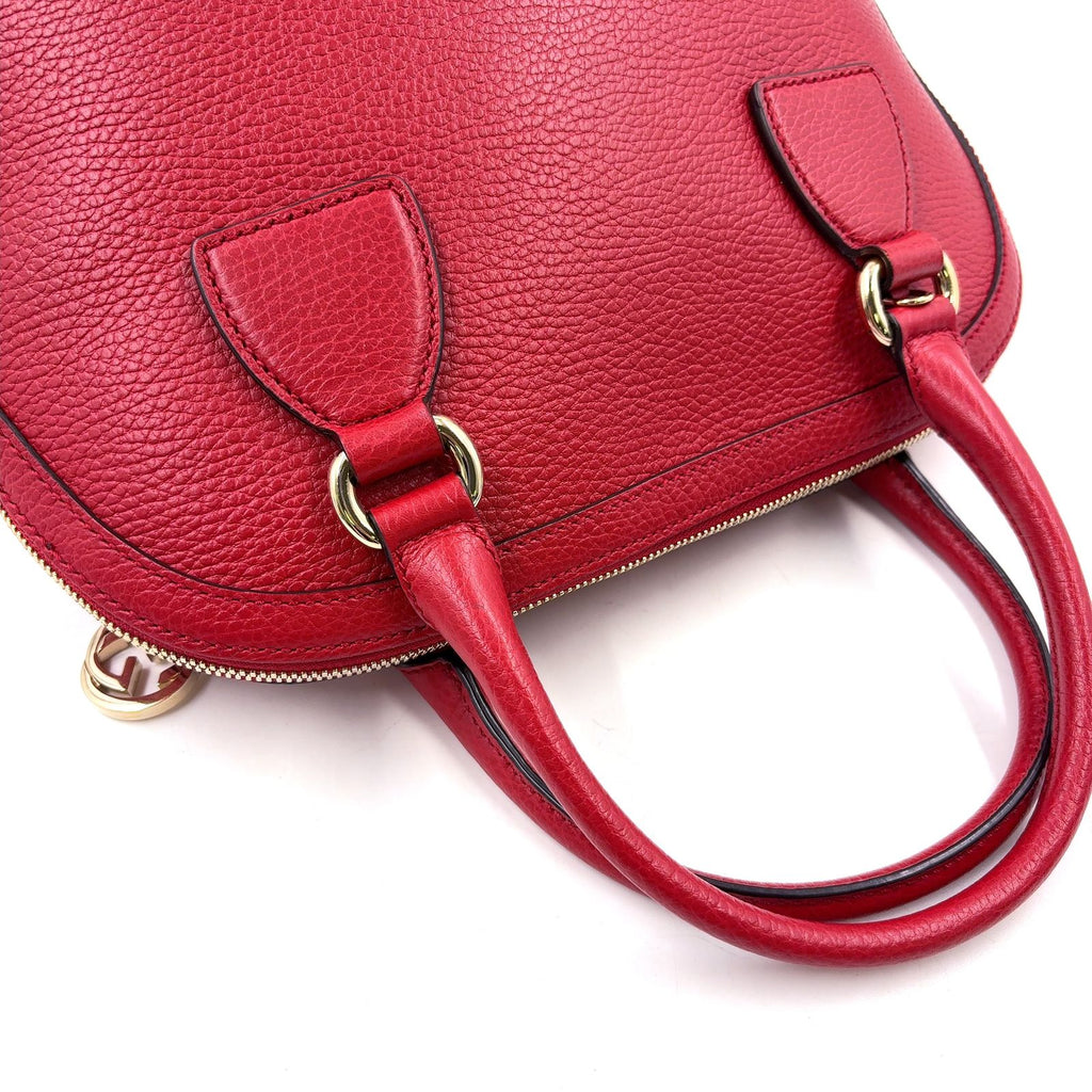 Gucci Interlocking G 2-Way Shoulder Leather Red Handbag Gold — view 5