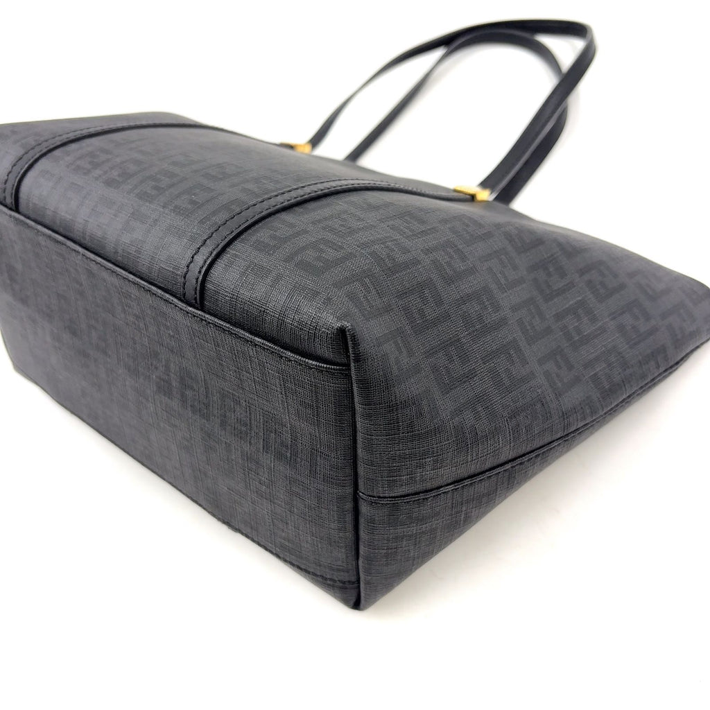 Fendi Zucchino Pattern Mini Leather Black Tote Bag Gold — view 7