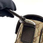 Gucci GG Canvas Leather Dark Brown Beige Shoulder Bag Silver — view 6