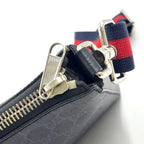 Gucci GG Supreme Small Messenger Bag Leather Navy Black Red Silver — view 8