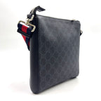 Gucci GG Supreme Small Messenger Bag Leather Navy Black Red Silver — view 2