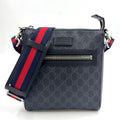 Gucci GG Supreme Small Messenger Bag Leather Navy Black Red Silver