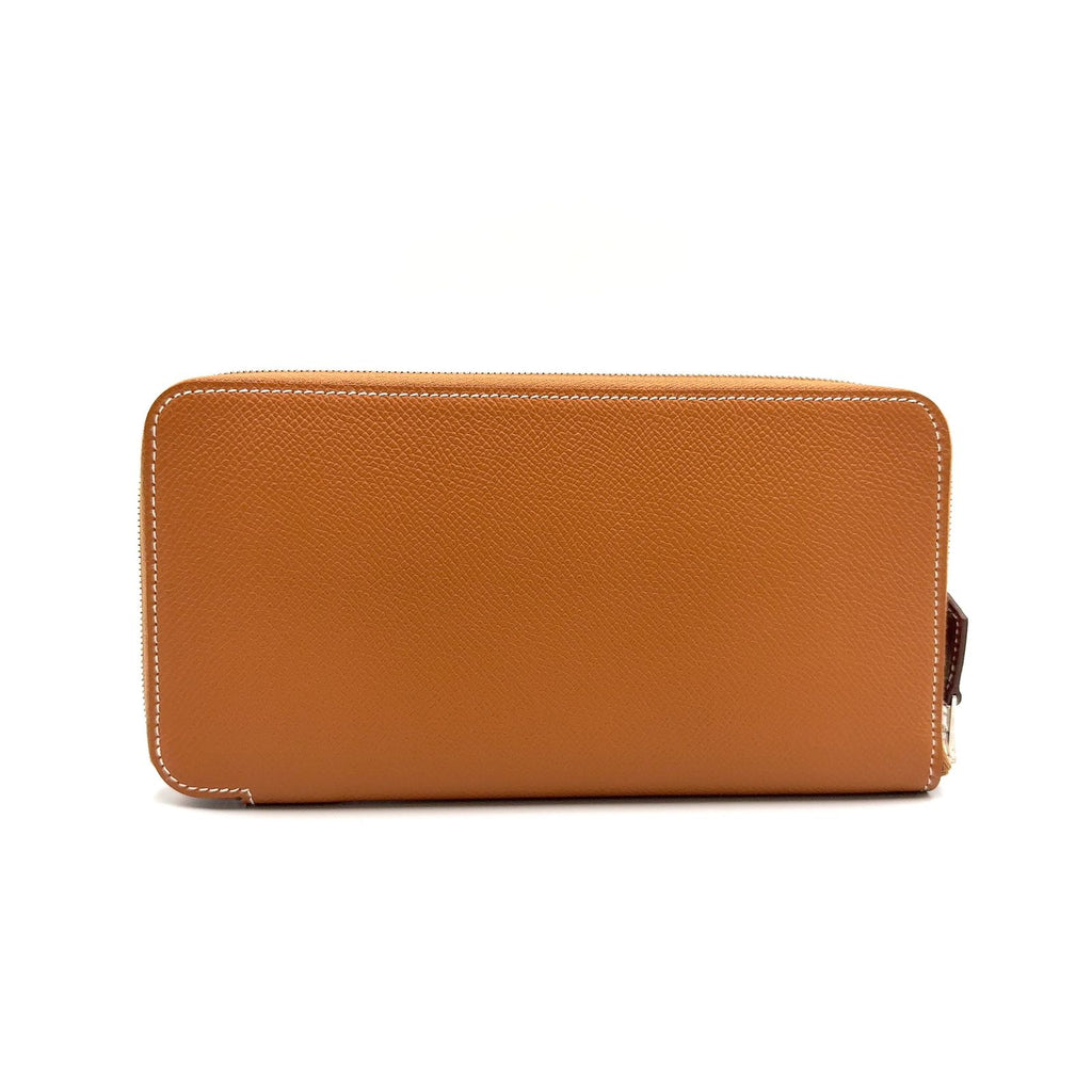 Hermes Azap Long Silk'in Veau Epsom Brown Wallet Silver