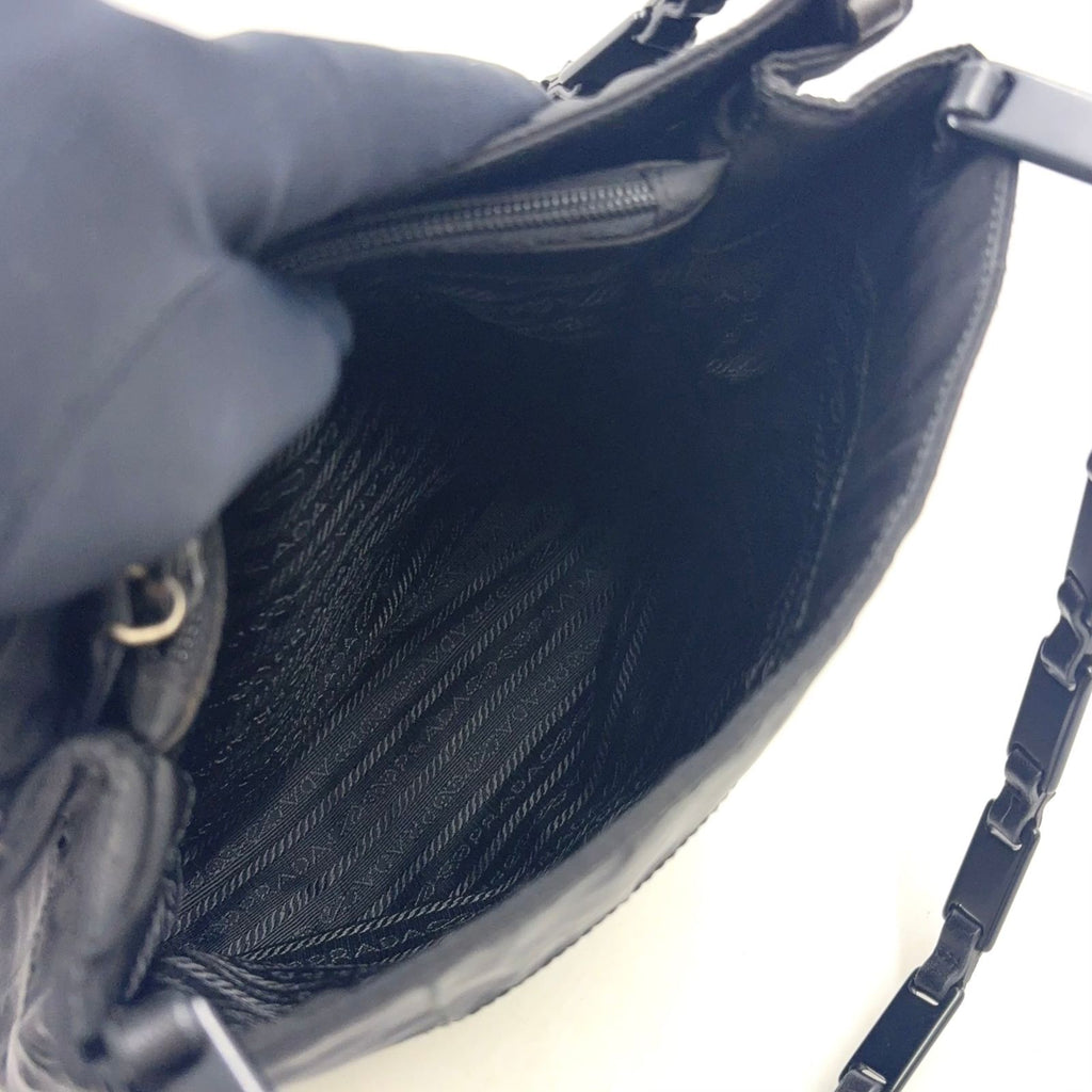 Prada Chain Nylon Black Tote Bag Silver — view 5