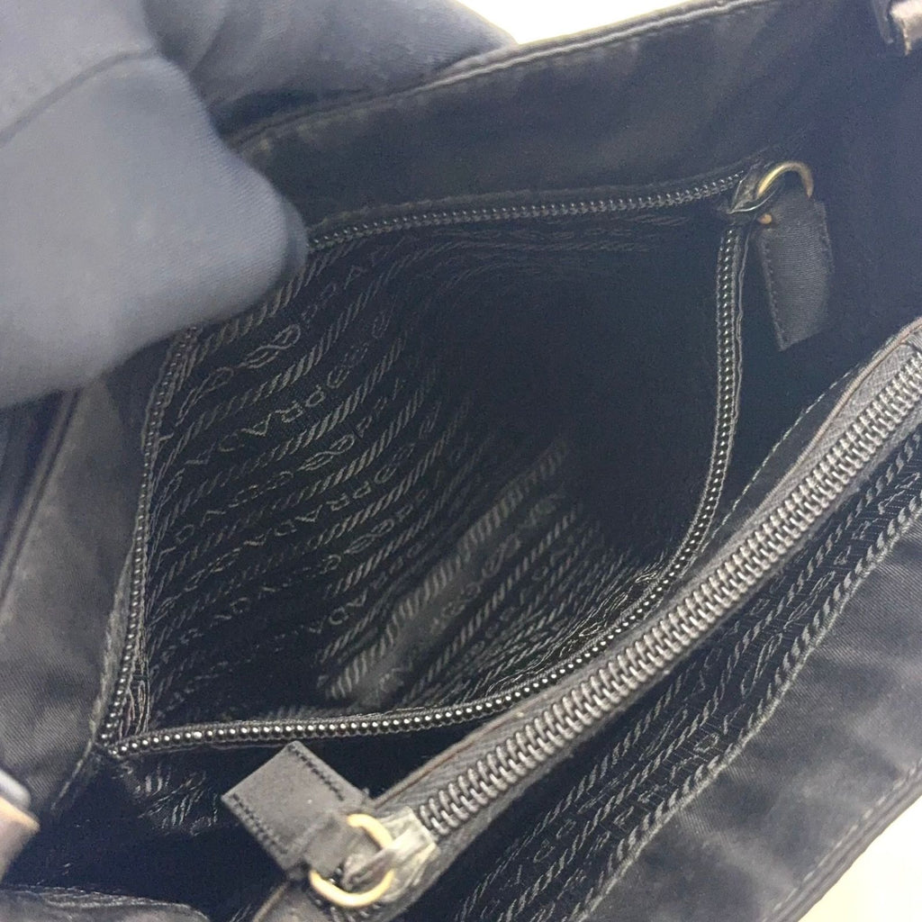 Prada Chain Nylon Black Tote Bag Silver — view 6
