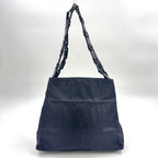 Prada Chain Nylon Black Tote Bag Silver