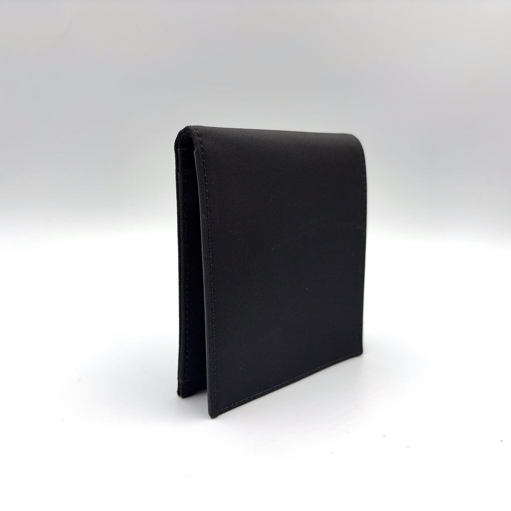 Prada Compact Leather Nylon Black Bifold Wallet Silver — view 2