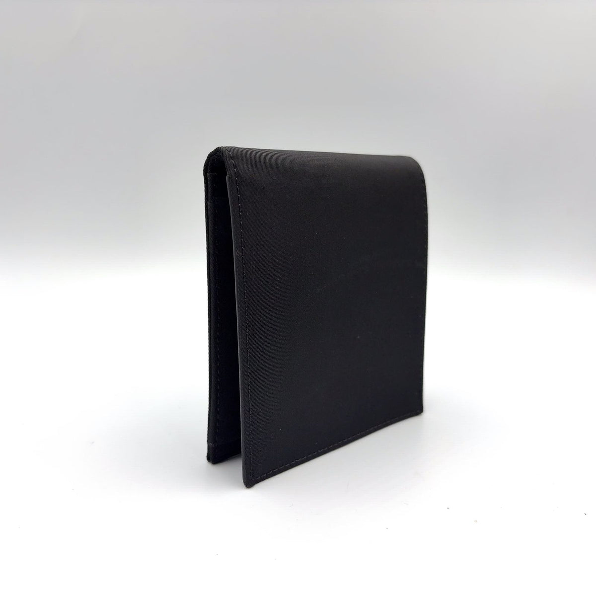 Prada Compact Leather Nylon Black Bifold Wallet Silver — view 2