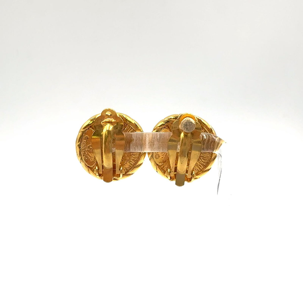 Chanel Pearl Motif Circle Faux Off White Gold Earrings — view 3