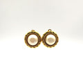 Chanel Pearl Motif Circle Faux Off White Gold Earrings