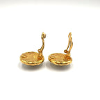 Chanel Pearl Motif Circle Faux Off White Gold Earrings — view 5