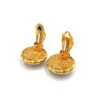 Chanel Pearl Motif Circle Faux Off White Gold Earrings — view 6