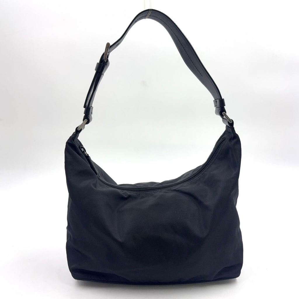 Prada Tessuto Nylon Leather Black Bag Silver