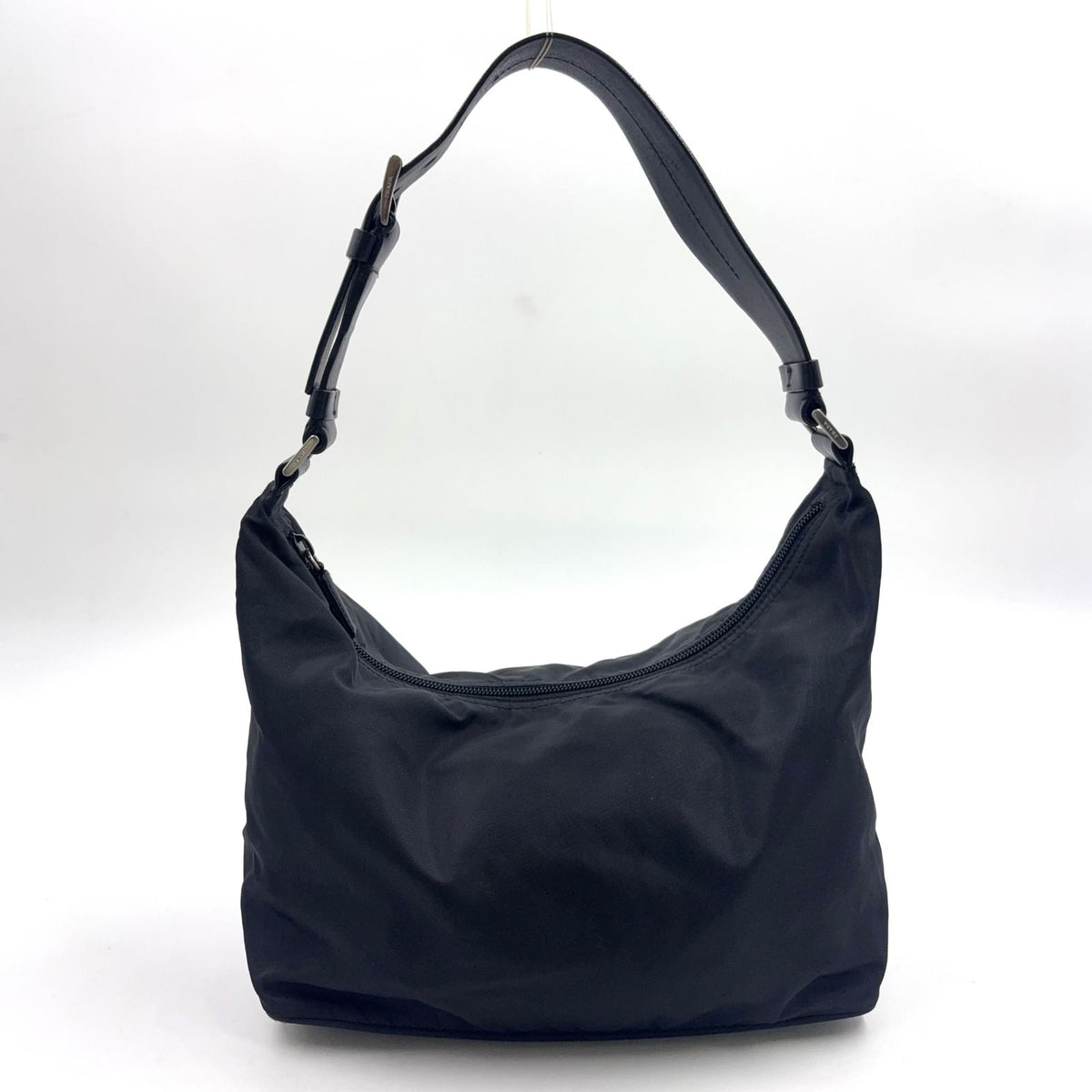 Prada Tessuto Nylon Leather Black Bag Silver