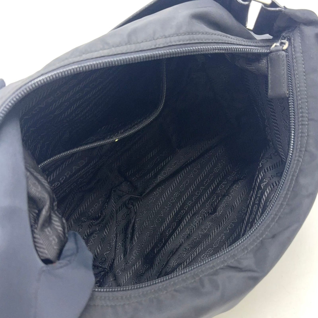 Prada Tessuto Nylon Leather Black Bag Silver — view 3