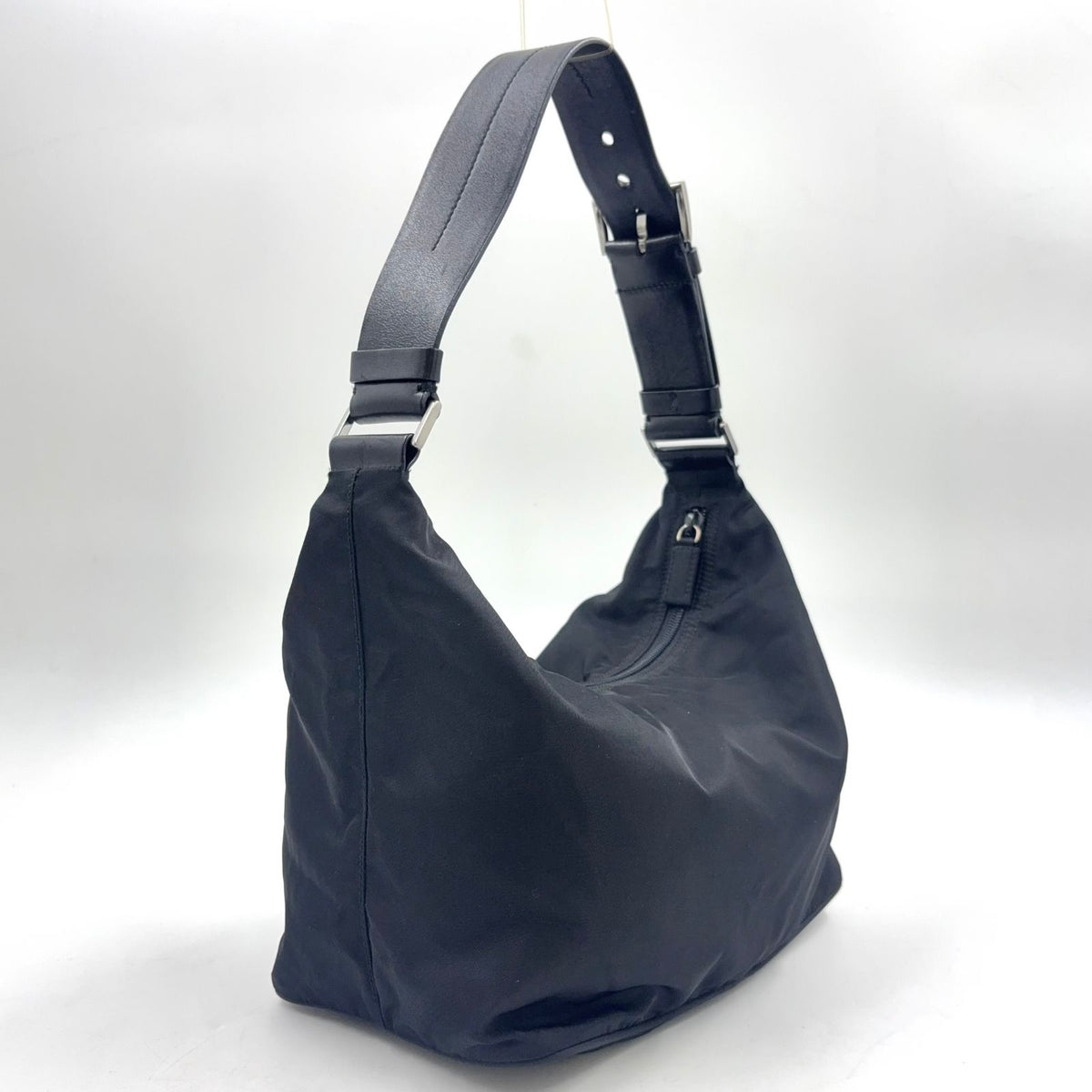 Prada Tessuto Nylon Leather Black Bag Silver — view 2