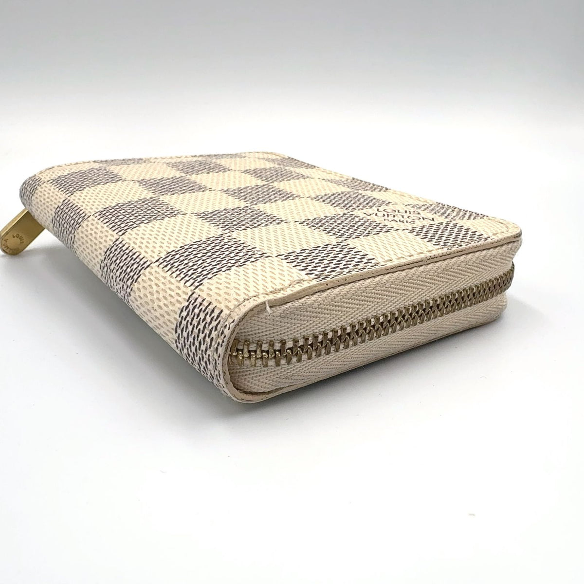Louis Vuitton Zippy Coin Purse Damier Azur Leather White Gold — view 5