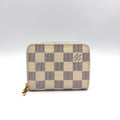 Louis Vuitton Zippy Coin Purse Damier Azur Leather White Gold