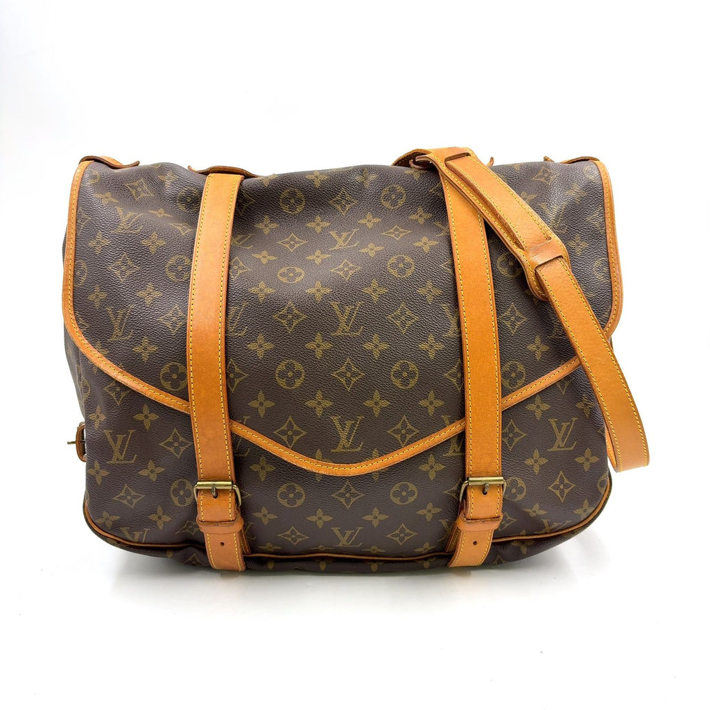 Louis Vuitton Saumur 43 Monogram Leather Brown Light Shoulder Bag Gold