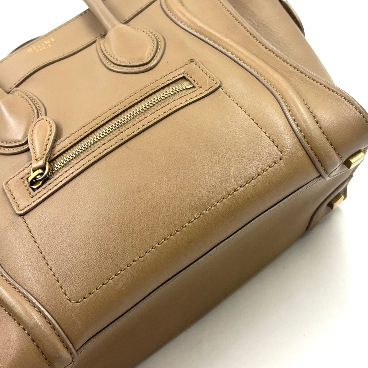 Celine Luggage Micro Calfskin Beige Handbag — view 5