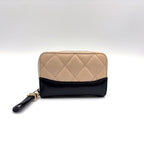 Chanel Gabrielle Leather Black Beige Coin Purse Silver