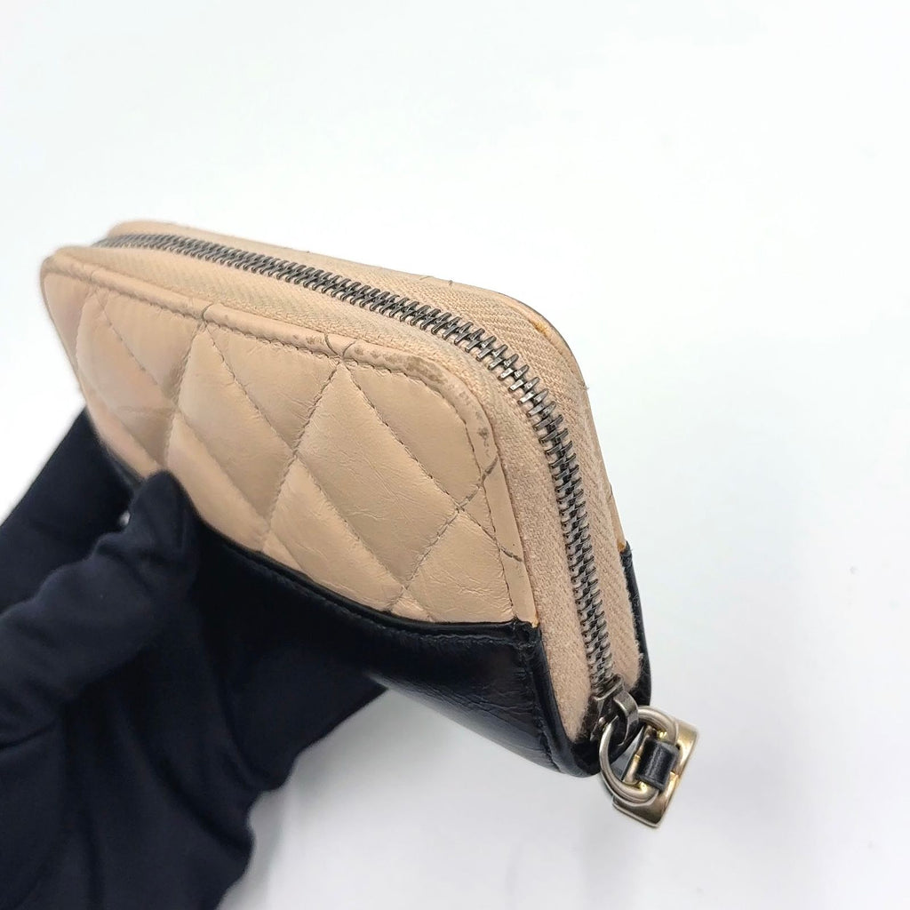 Chanel Gabrielle Leather Black Beige Coin Purse Silver — view 8