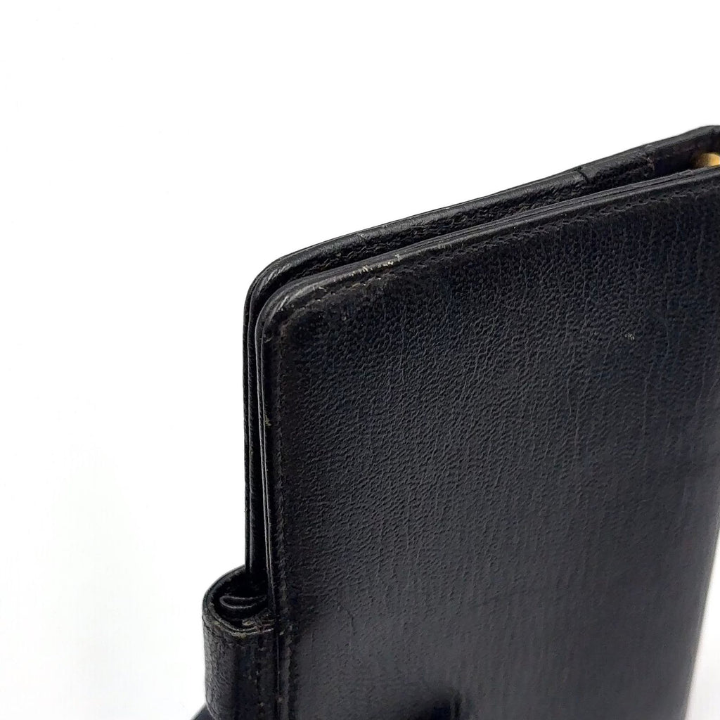 Chanel CC Logo Mini Caviar Leather Black Notebook Cover Gold Agenda — view 5