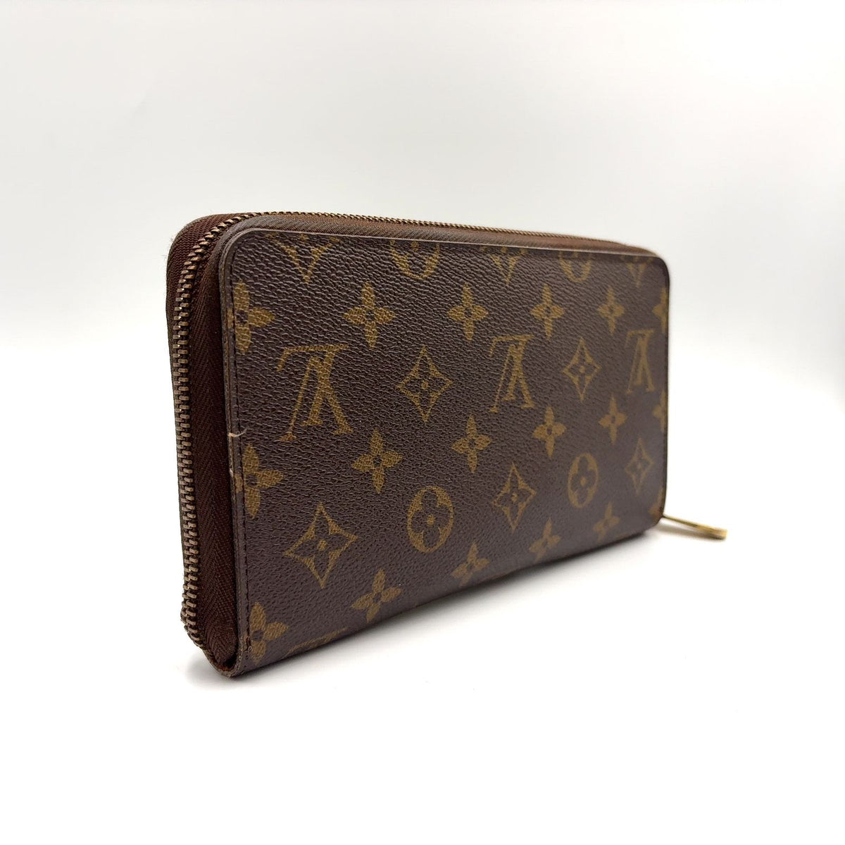 Louis Vuitton Zippy Organizer Monogram Leather Brown Round Wallet Gold — view 2
