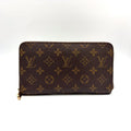 Louis Vuitton Zippy Organizer Monogram Leather Brown Round Wallet Gold