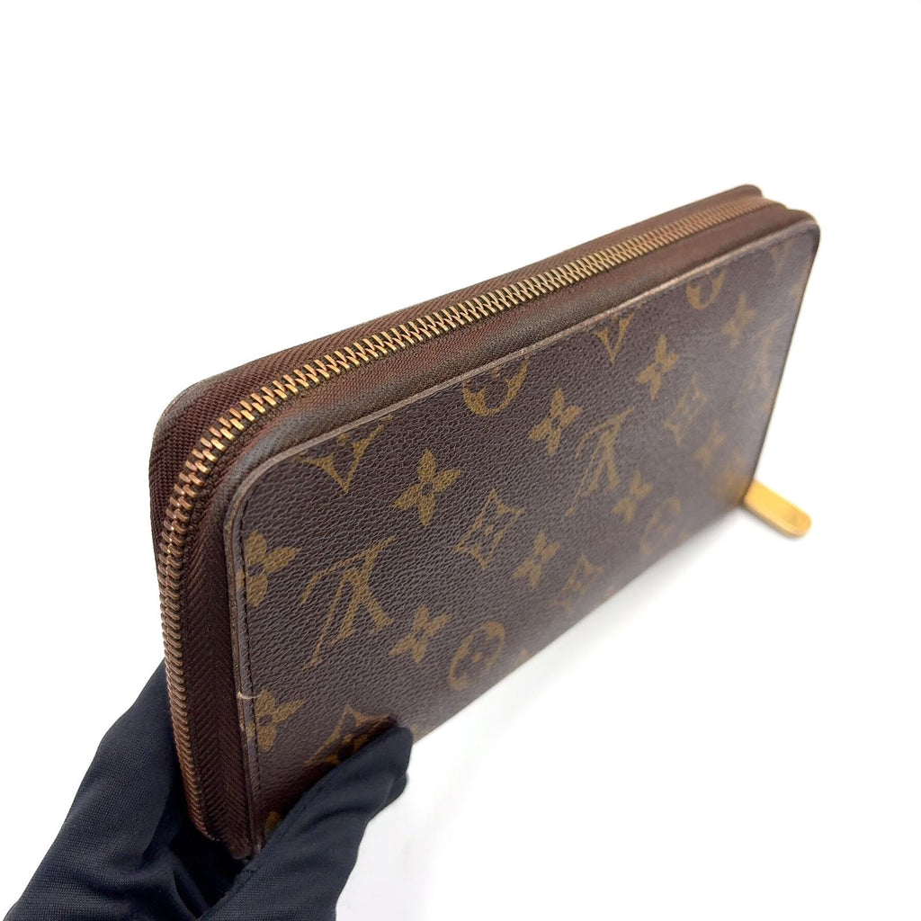Louis Vuitton Zippy Organizer Monogram Leather Brown Round Wallet Gold — view 6