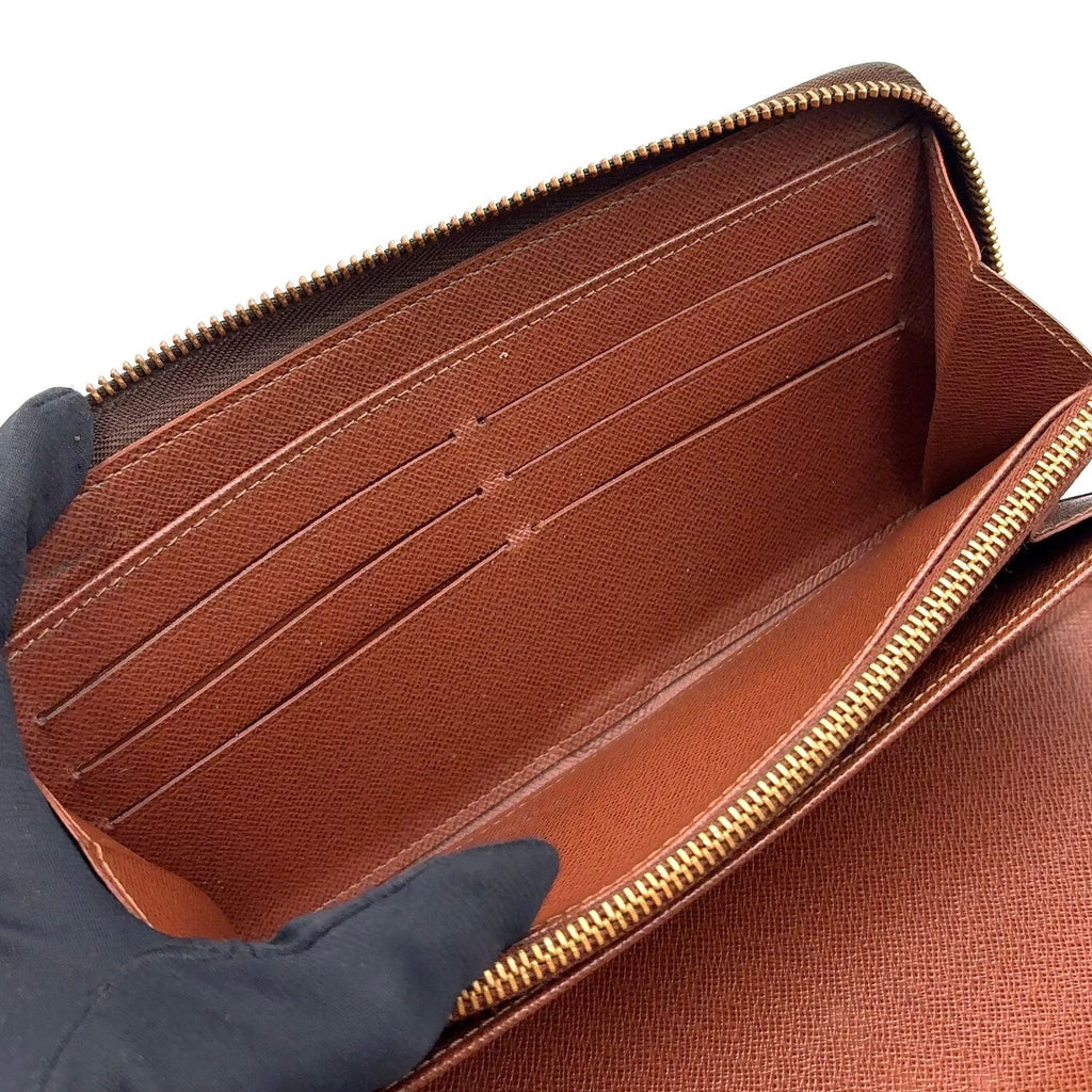 Louis Vuitton Zippy Organizer Monogram Leather Brown Round Wallet Gold — view 8