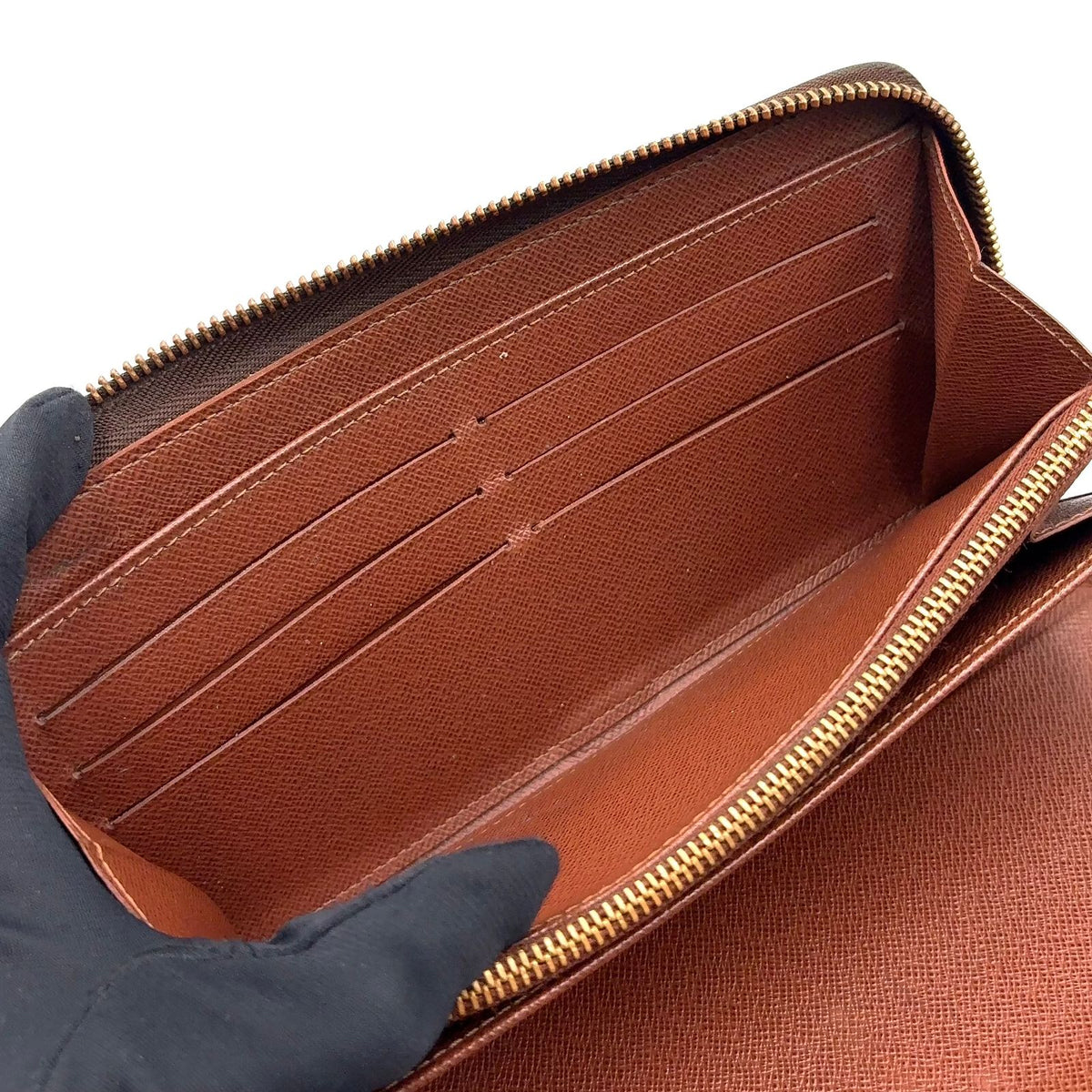 Louis Vuitton Zippy Organizer Monogram Leather Brown Round Wallet Gold — view 8