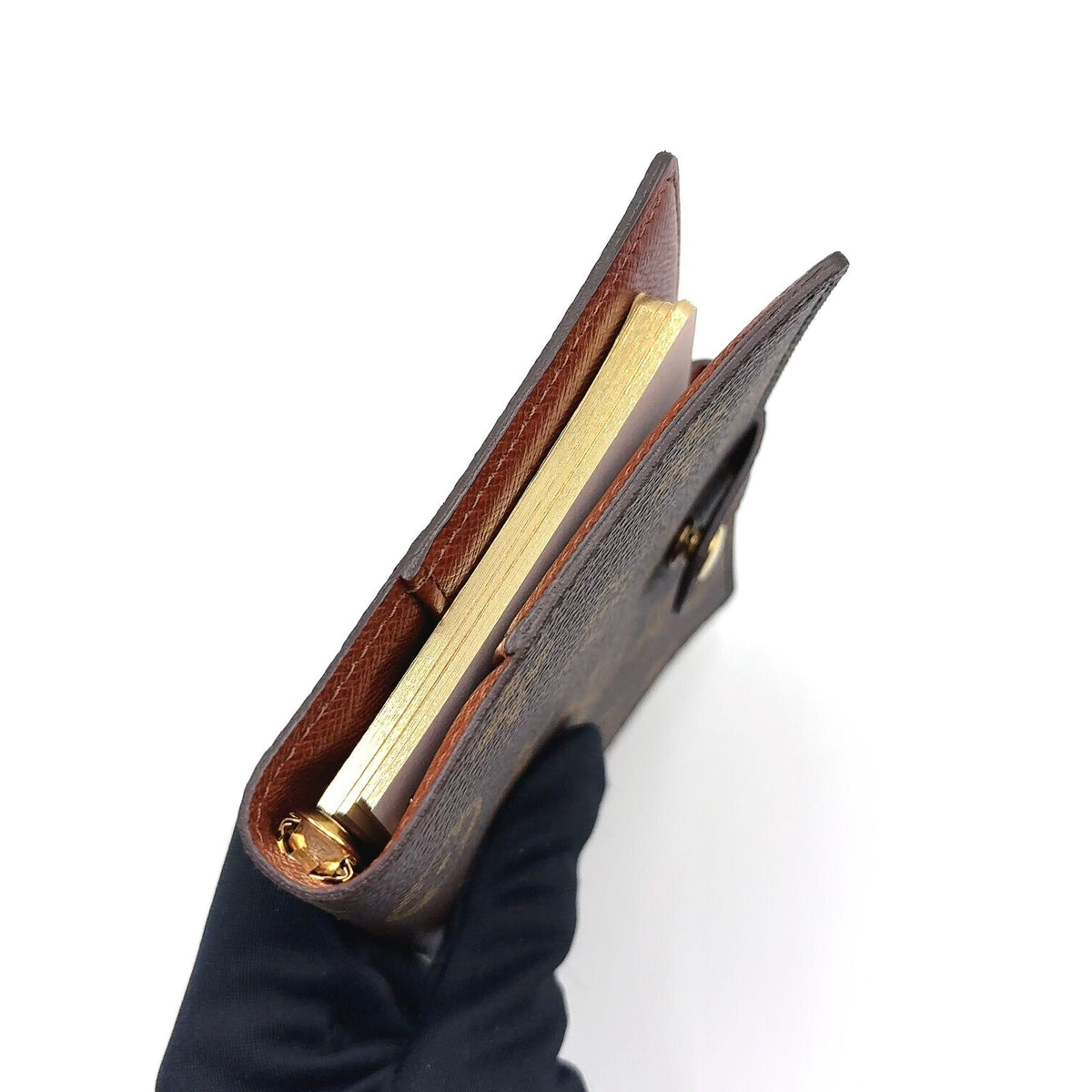 Louis Vuitton Agenda PM Leather Brown Notebook Cover Gold — view 6