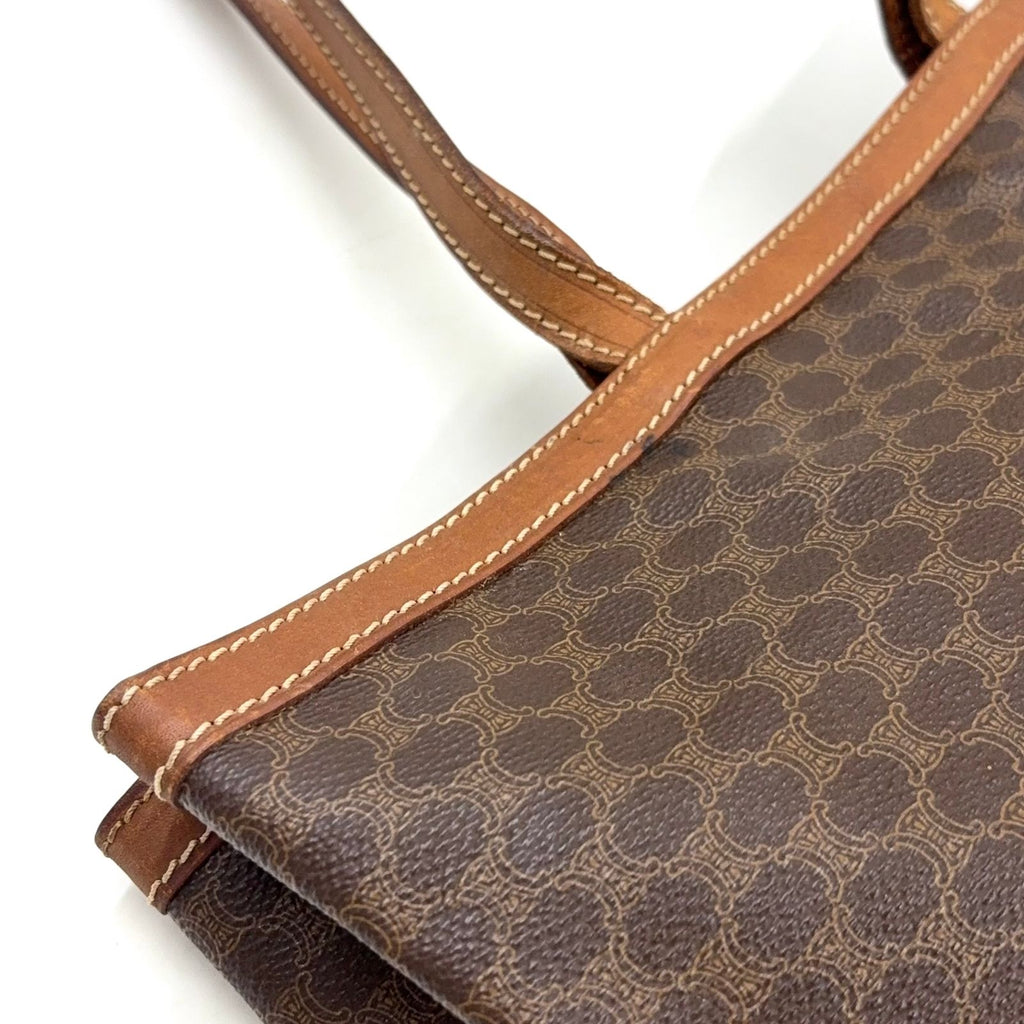 Celine Macadam Pattern Leather Brown Light Tote Bag Gold — view 7