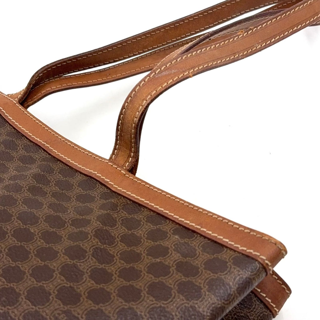 Celine Macadam Pattern Leather Brown Light Tote Bag Gold — view 8