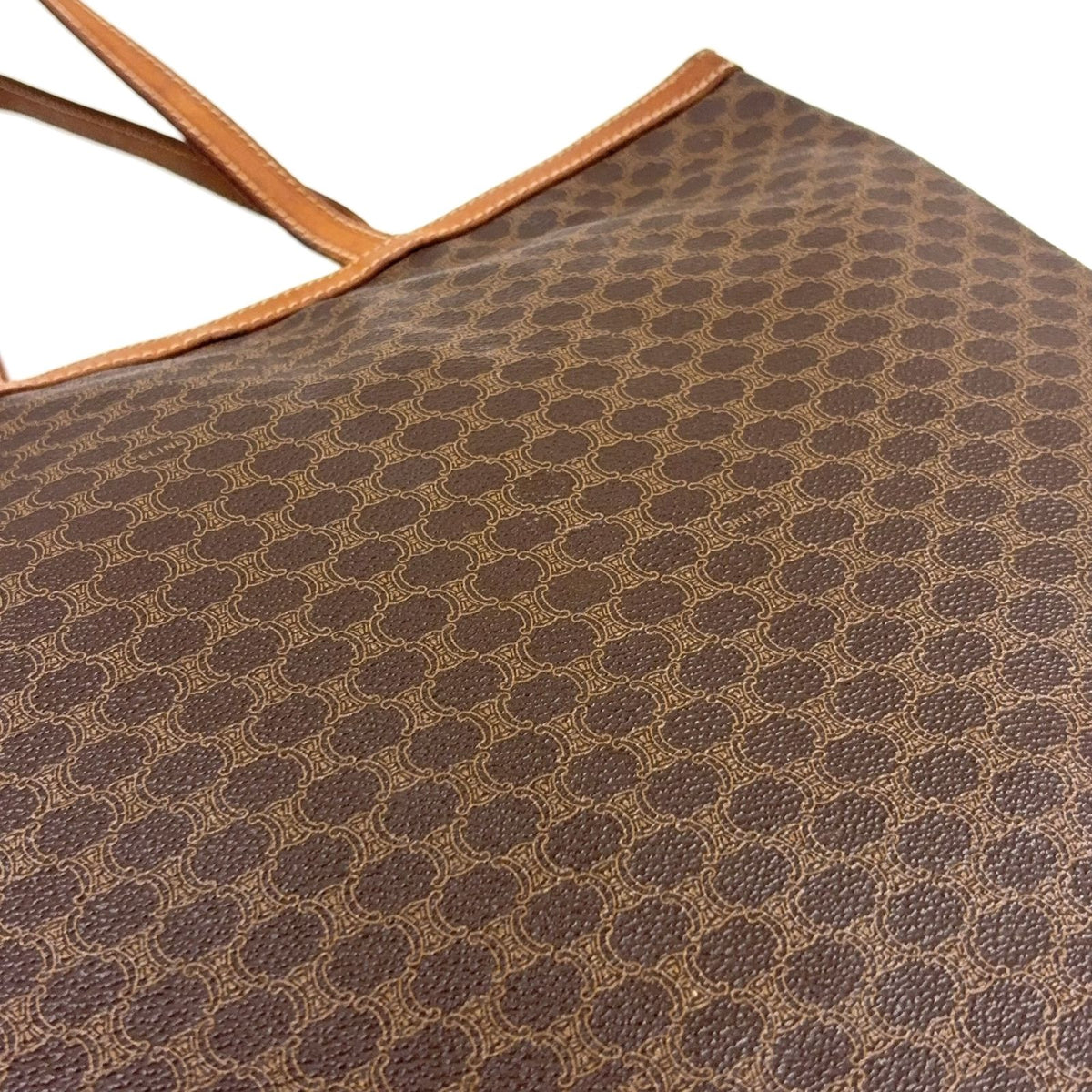 Celine Macadam Pattern Leather Brown Light Tote Bag Gold — view 6