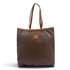 Celine Macadam Pattern Leather Brown Light Tote Bag Gold