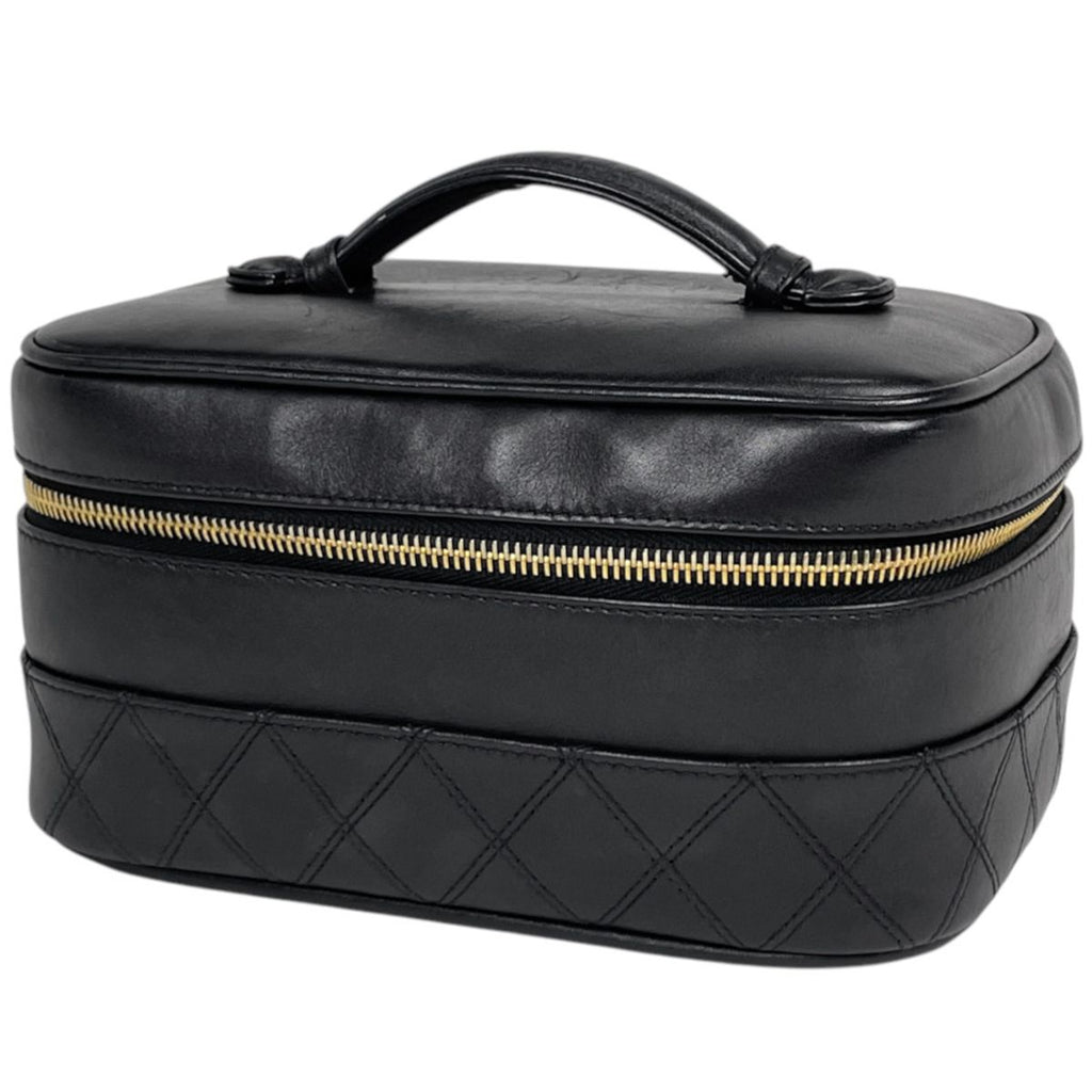 Chanel Makeup Pouch CC Logo Bicolor Leather Black