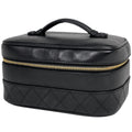Chanel Makeup Pouch CC Logo Bicolor Leather Black