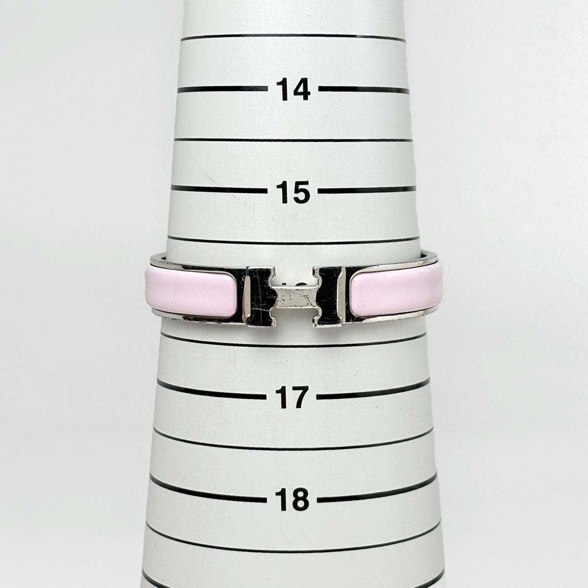 Hermes Clic H Bangle Enamel Bracelet Clac Metal Silver Pink — view 5