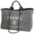 Chanel Tote Bag Deauville Line 2-Way Canvas Gray