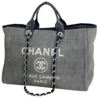 Chanel Tote Bag Deauville Line 2-Way Canvas Gray